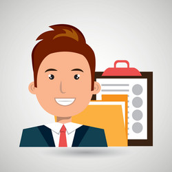 man with folder and clipboard isolated icon design vector image