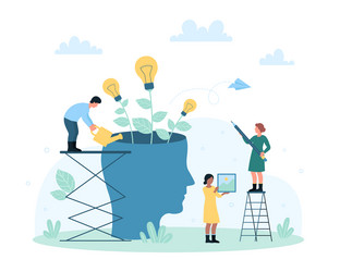 Process of growth and cooperation set tiny people Vector Image
