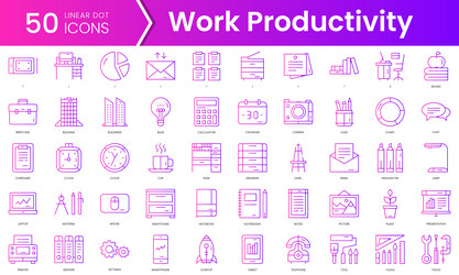 set of workplace icons gradient style icon bundle vector image