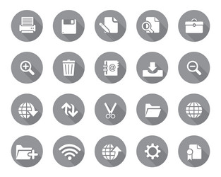 white web icons on grey sphere set vector image