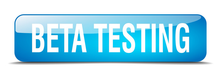 beta testing blue square 3d realistic isolated web vector image