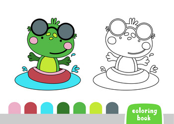 Cute frog coloring book for kids page books vector