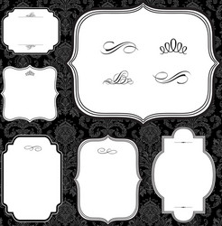 Elegant Black Frames & Patterns Vector Image