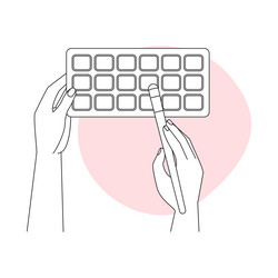 hands hold rectangular case with eye shadow vector image