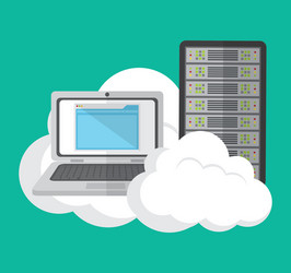 cloud computing laptop web hosting design vector image
