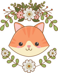 isolated cat cartoon design vector