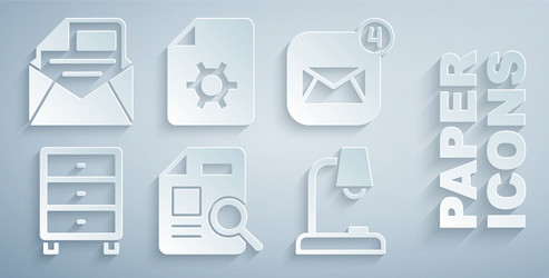 set document with graph chart envelope archive vector image