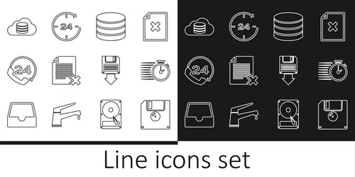 set line floppy disk stopwatch database delete vector image