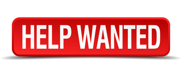 Help wanted red 3d square button on white vector