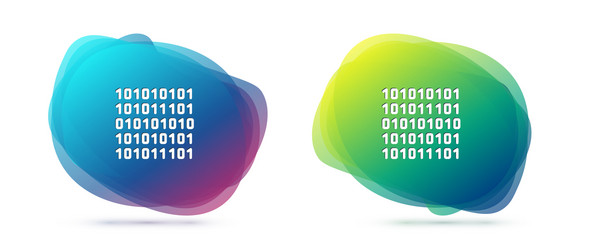 Set line binary code icon isolated on white vector