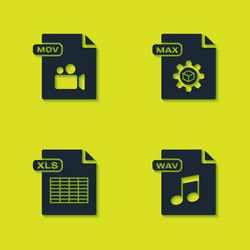 Set mov file document wav xls and max icon vector