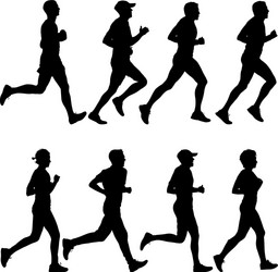 Silhouettes of Runners Sprinting vector