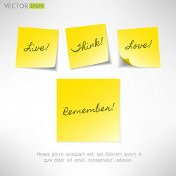 Yellow note sticker with message paper reminder vector