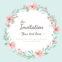 Floral Wreath Wedding Invitation Vector Image