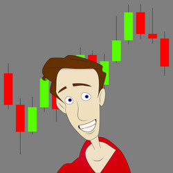 man with a forex graph in background vector image