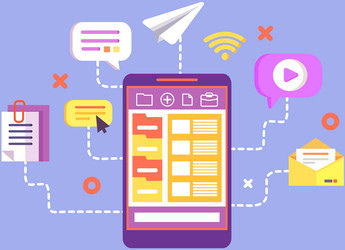 use of mobile applications communication vector image