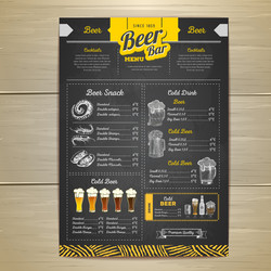 vintage chalk drawing beer menu design vector