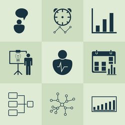 board icons set with connection network vector image