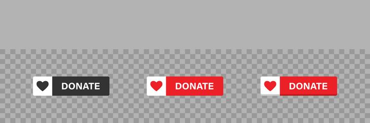 Donate red button with heart icon isolated web vector