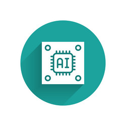 white computer processor with microcircuits cpu vector image