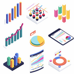 collection isometric data visualization graphics vector image