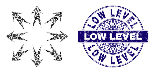 scratched low level badge and geometric expand vector image