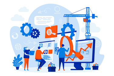 SEO Website Optimization with Team vector image