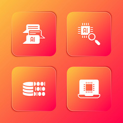 set chat bot processor cpu binary code and icon vector image