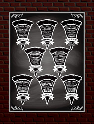 set patterns different types pizza vector image