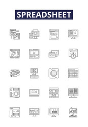 Spreadsheet line icons and signs data vector