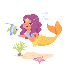 Adorable Mermaid Character Vector Image