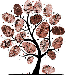 cedar cone background sketch for your design vector image