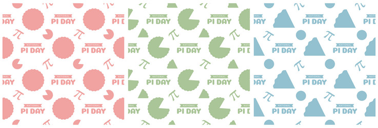 set of pi day seamless pattern design vector image