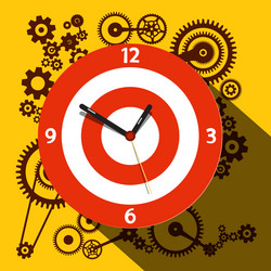 circle clock face with cogs on background flat vector image