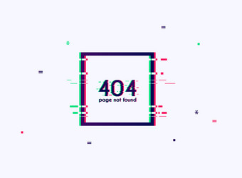 error with glitch effect on screen 404 page vector image