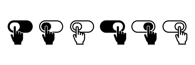 on and off toggle switch buttons with hand vector image