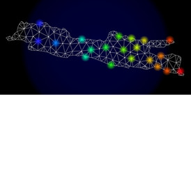 polygonal 2d mesh map of java island with colorful vector