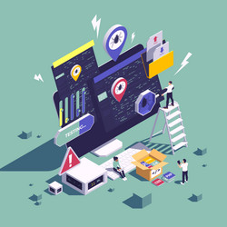 qa software testing isometric composition vector image