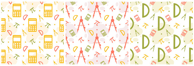 set of pi day seamless pattern design vector image
