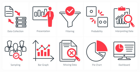 a set of 10 statistics icons as data collection vector image