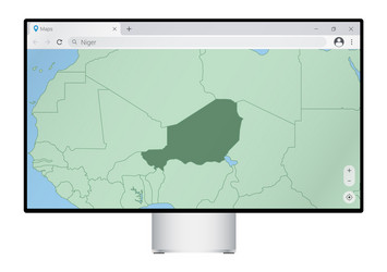 Computer monitor with map of niger in browser vector