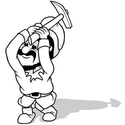 Drawing of a dwarf working with pickaxe in his vector