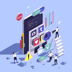 qa testing isometric composition vector image