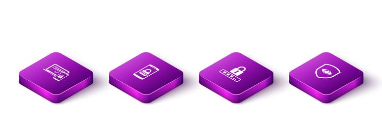 set isometric two steps authentication mobile vector image