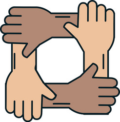 United teamwork hands icon Royalty Free Vector Image