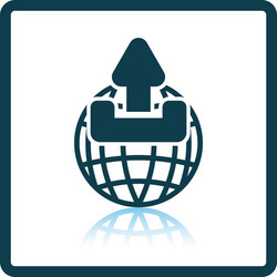 globe with upload symbol icon vector image