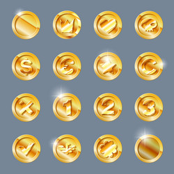 3d gold isolated coins set different positions Vector Image