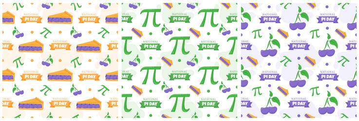 set of pi day seamless pattern design vector image