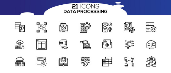 simple set of data analysis related line icons vector image