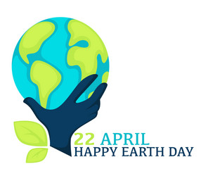 22 april happy earth day logo or greeting card vector